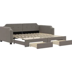 vidaXL Tagesbett Ausziehbar mit Schubladen Taupe 80x200 cm Stoff
