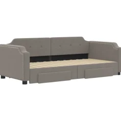 vidaXL Tagesbett Ausziehbar mit Schubladen Taupe 80x200 cm Stoff