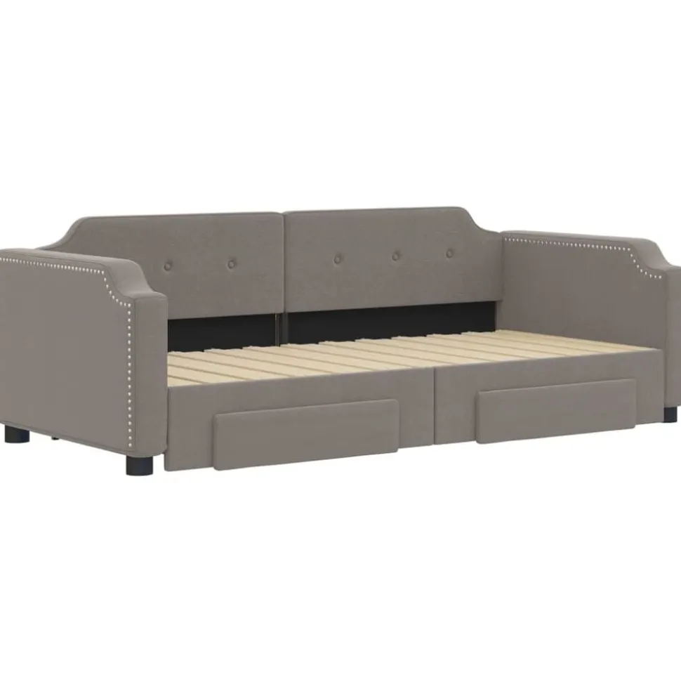 vidaXL Tagesbett Ausziehbar mit Schubladen Taupe 80x200 cm Stoff