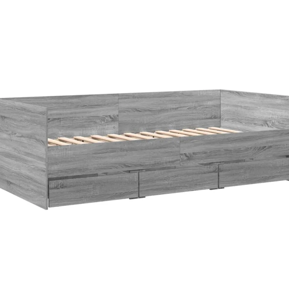 vidaXL Tagesbett mit Schubladen ohne Matratze Grau Sonoma 100x200 cm