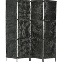 vidaXL 4-teiliger Paravent Schwarz 154×160 cm Wasserhyazinthe