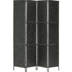 vidaXL 4-teiliger Paravent Schwarz 154×160 cm Wasserhyazinthe