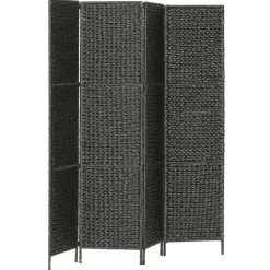 vidaXL 4-teiliger Paravent Schwarz 154×160 cm Wasserhyazinthe