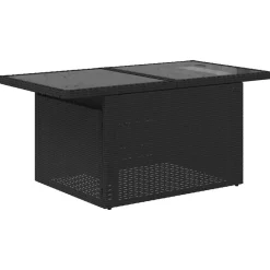 vidaXL 11-teiliges Gartensofa-Set mit Kissen, schwarzes Polyrattan