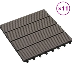 vidaXL Terrassenfliese 11 pcs Dunkelbraun 30 x 30 cm WPC