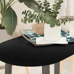 vidaXL Tischplatte Dunkelbraun 80x40x2 cm Massivholz Eiche Oval