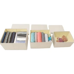 vidaXL 3-tlg. Aufbewahrungsboxen-Set Stapelbar Stoff Creme