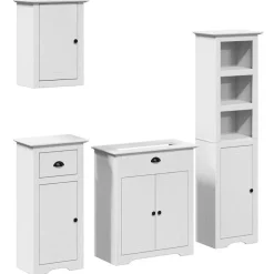 vidaXL 4-tlg. Badmöbel-Set BODO Weiß Massivholz Kiefer