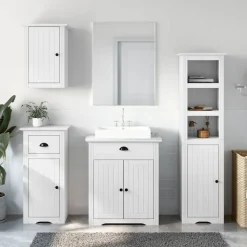 vidaXL 4-tlg. Badmöbel-Set BODO Weiß Massivholz Kiefer