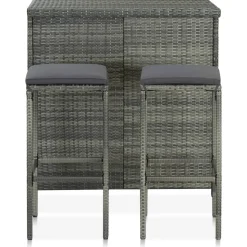 vidaXL 3-tlg. Bar Set Poly Rattan Grau