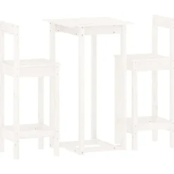 vidaXL 3-tlg. Bar-Set Weiß Massivholz Kiefer