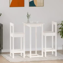 vidaXL 3-tlg. Bar-Set Weiß Massivholz Kiefer