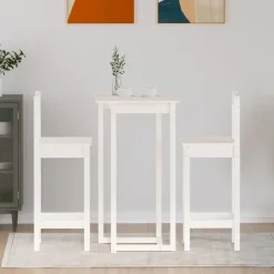 vidaXL 3-tlg. Bar-Set Weiß Massivholz Kiefer