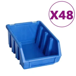 vidaXL 128-tlg. Behälter-Set für Kleinteile mit Wandplatten Blau