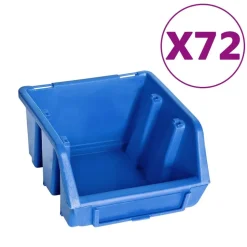 vidaXL 128-tlg. Behälter-Set für Kleinteile mit Wandplatten Blau