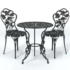 vidaXL 3-tlg. Bistro-Set Aluminiumguss Schwarz