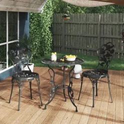 vidaXL 3-tlg. Bistro-Set Aluminiumguss Schwarz