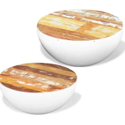 vidaXL 2-tlg. Couchtisch-Set Schalenform Altholz Massiv