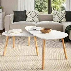 vidaXL 2-tlg. Couchtisch-Set Massivholz Kiefer Weiß