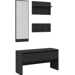 vidaXL 4-tlg. Garderoben-Set Schwarz Holzwerkstoff