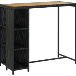 vidaXL 5-tlg. Gartenbar-Set mit Kissen Poly Rattan Schwarz