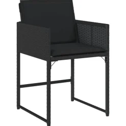vidaXL 5-tlg. Garten-Essgruppe mit Kissen Schwarz Poly Rattan