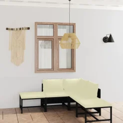 vidaXL 6-tlg. Garten-Lounge-Set mit Kissen Poly Rattan Schwarz