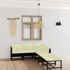 vidaXL 6-tlg. Garten-Lounge-Set mit Kissen Poly Rattan Schwarz