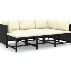 vidaXL 6-tlg. Garten-Lounge-Set mit Kissen Poly Rattan Schwarz