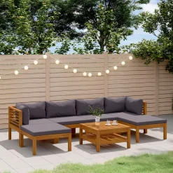 vidaXL 7-tlg. Garten-Lounge-Set mit Auflage Massivholz Akazie