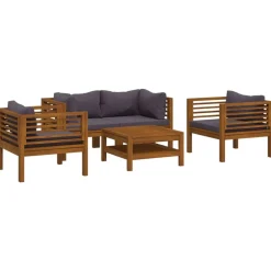 vidaXL 5-tlg. Garten-Lounge-Set mit Auflage Massivholz Akazie