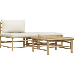 vidaXL 3-tlg. Garten-Lounge-Set mit Kissen Bambus