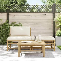 vidaXL 3-tlg. Garten-Lounge-Set mit Kissen Bambus
