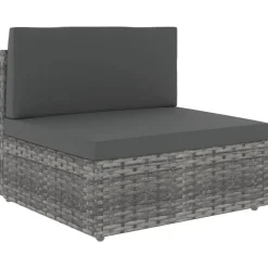 vidaXL 11-tlg. Garten-Lounge-Set mit Kissen Grau Poly Rattan