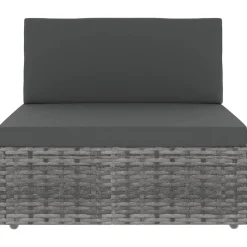 vidaXL 11-tlg. Garten-Lounge-Set mit Kissen Grau Poly Rattan