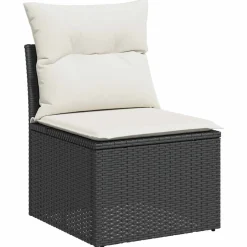 vidaXL 6-tlg. Garten-Sofagarnitur mit Kissen Schwarz Poly Rattan