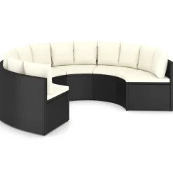 vidaXL 6-tlg. Garten-Sofagarnitur mit Auflagen Poly Rattan Schwarz