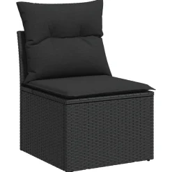vidaXL 10-tlg. Garten-Sofagarnitur mit Kissen Schwarz Poly Rattan