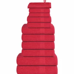 vidaXL 12-tlg. Handtuch-Set FROGN Rot 360 g/m²