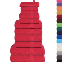 vidaXL 12-tlg. Handtuch-Set FROGN Rot 360 g/m²