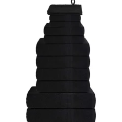 vidaXL 12-tlg. Handtuch-Set FROGN Schwarz 360 g/m²