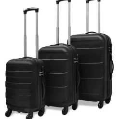 vidaXL 3-tlg. Hartschalenkoffer-Set Schwarz 45,5/55/66 cm