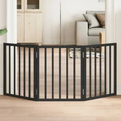 vidaXL 3-tlg. Hundetor Faltbar Schwarz 150 cm Pappelholz