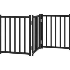 vidaXL 3-tlg. Hundetor Faltbar Schwarz 150 cm Massivholz Tanne