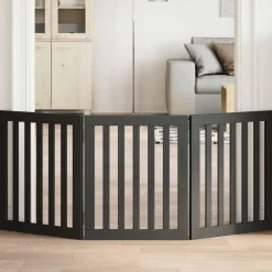 vidaXL 3-tlg. Hundetor Faltbar Schwarz 150 cm Pappelholz