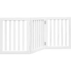 vidaXL 3-tlg. Hundetor Faltbar Weiß 150 cm Pappelholz