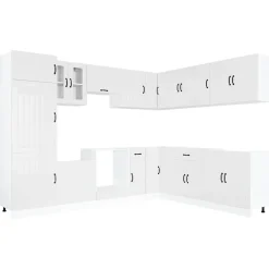vidaXL 14-tlg. Küchenschrank-Set Lucca Hochglanz-Weiß Holzwerkstoff