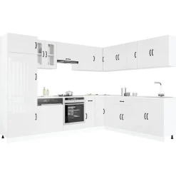 vidaXL 14-tlg. Küchenschrank-Set Lucca Hochglanz-Weiß Holzwerkstoff