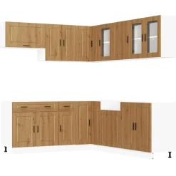 vidaXL 11-tlg. Küchenschrank-Set Porto Artisan-Eiche Holzwerkstoff