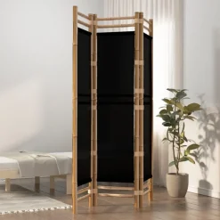 vidaXL 3-tlg. Paravent Faltbar 120 cm Bambus und Canvas
